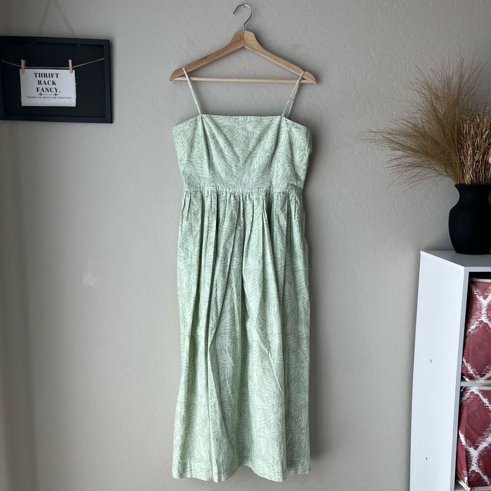 Coco Shop Nicole Dress Breadfruit Sage Green Cotton Sleeveless Maxi Dress Size M - Picture 2 of 12